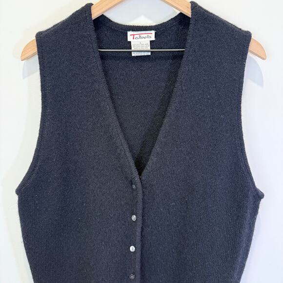 Vintage 100% Shetland Wool Sweater Vest Large Black 90s - Picture 3 of 11